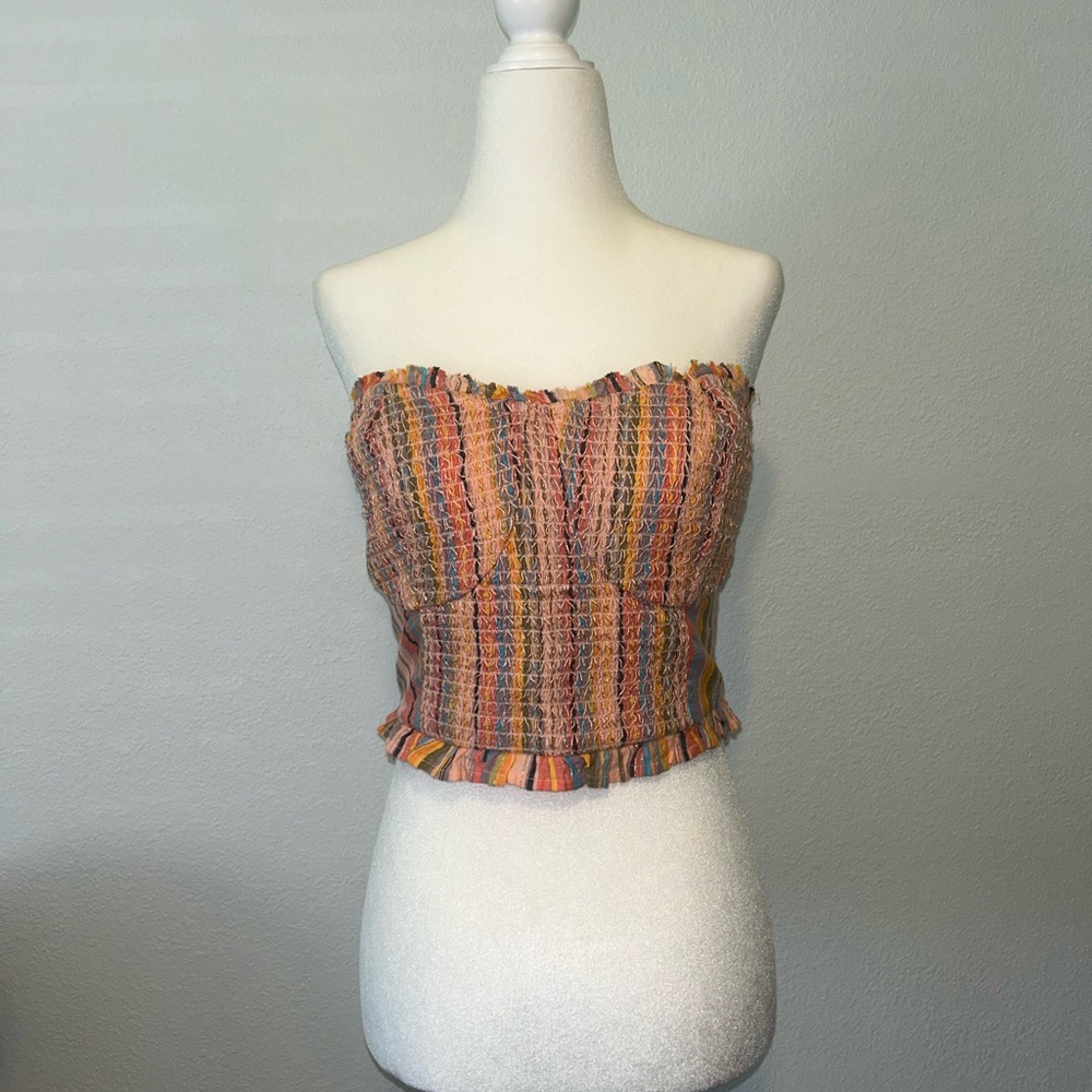 Anthropologie Rainbow Smocked Top